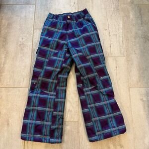 ZEROXPOSUR‎ Kids Plaid Ski Snow Pants Size S 7/8 Purple Teal Insulated